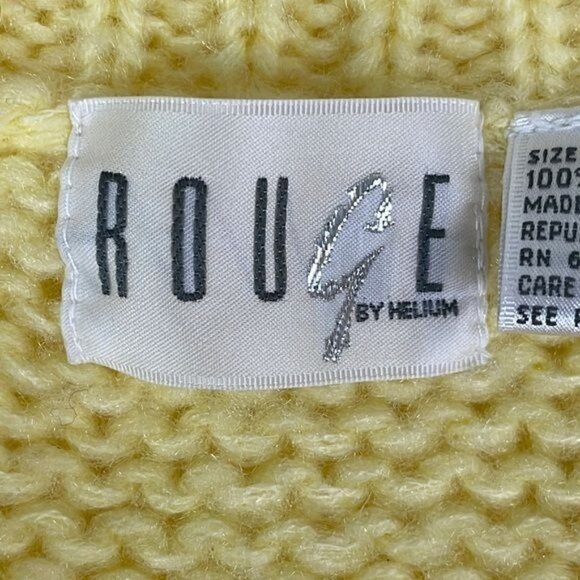 Vtg Rouge by Helium Womens Chunky Yellow V-neck Sweater MEDIUM cozy cottage fall - Picture 7 of 11